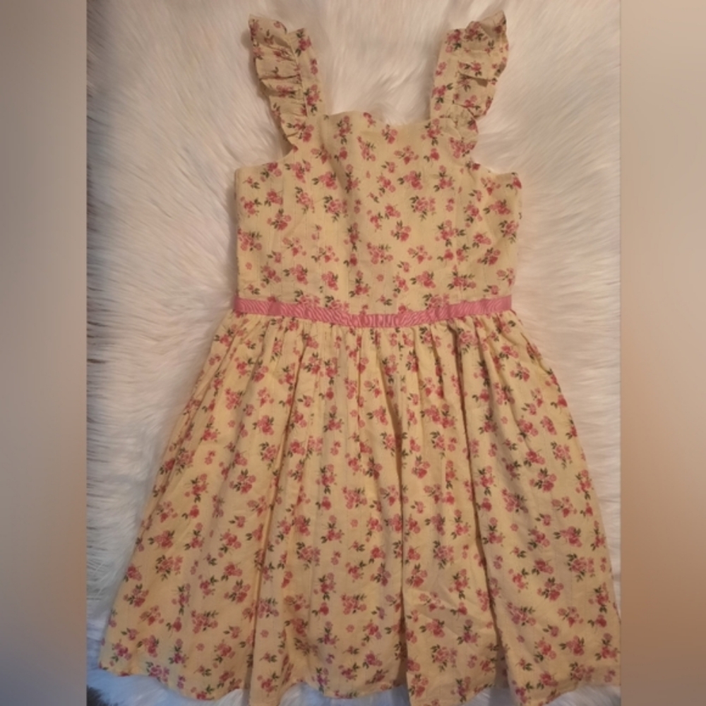 Girls Yellow/pink floral print Sundress - Size: 10-12 - Brand: Zunie - Nwot